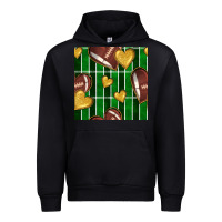 Black american football field and hearts seamless pattern Urban Hoodie - BundleAndBundleShop