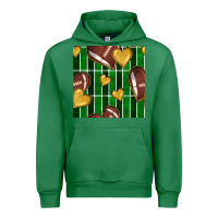 Emerald american football field and hearts seamless pattern Urban Hoodie - BundleAndBundleShop