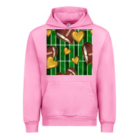 Fuchsia Pink american football field and hearts seamless pattern Urban Hoodie - BundleAndBundleShop