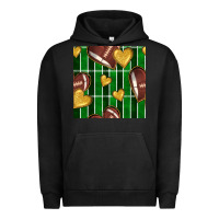 Pigment Black american football field and hearts seamless pattern Urban Hoodie - BundleAndBundleShop
