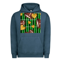 Pigment Midnight Navy american football field and hearts seamless pattern Urban Hoodie - BundleAndBundleShop