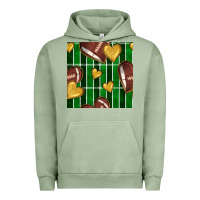 Pigment Oil Green american football field and hearts seamless pattern Urban Hoodie - BundleAndBundleShop
