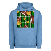 Pigment Pebble Blue american football field and hearts seamless pattern Urban Hoodie - BundleAndBundleShop