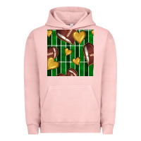 Pigment Salmon american football field and hearts seamless pattern Urban Hoodie - BundleAndBundleShop