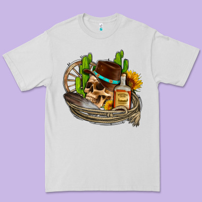 Cowboy Cactus  Sunflowers Whiskey Premium Tee Designed By Adodesignshop