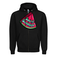 Black sweet summer watermelon Zipper Hoodie - NancyCooperArtShop