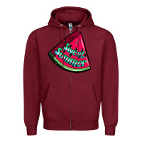 Burgundy sweet summer watermelon Zipper Hoodie - NancyCooperArtShop