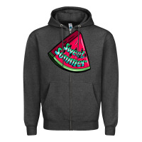 Charcoal Heather sweet summer watermelon Zipper Hoodie - NancyCooperArtShop