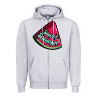 Heather Grey sweet summer watermelon Zipper Hoodie - NancyCooperArtShop