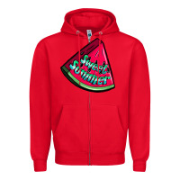 Red sweet summer watermelon Zipper Hoodie - NancyCooperArtShop