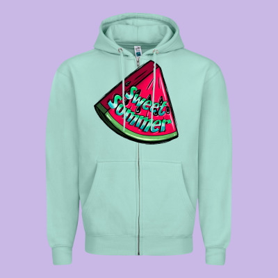 Sweet Summer Watermelon Zipper Hoodie Designed By Nancycooperartshop
