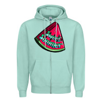 Seafoam sweet summer watermelon Zipper Hoodie - NancyCooperArtShop