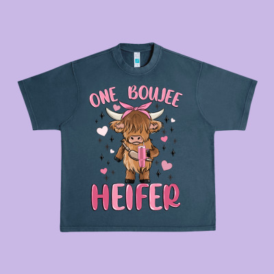 One Boujee Heifer Urban Heavy Tee Designed By Maliassmallbusiness