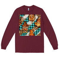 Burgundy thanksgiving gnomies with leopard and tartan seamless pattern bbs Long Sleeve Tee - BundleAndBundleShop