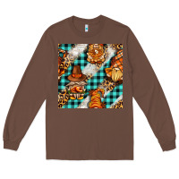 Chestnut thanksgiving gnomies with leopard and tartan seamless pattern bbs Long Sleeve Tee - BundleAndBundleShop