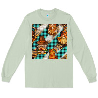 Matcha thanksgiving gnomies with leopard and tartan seamless pattern bbs Long Sleeve Tee - BundleAndBundleShop