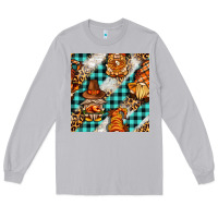 Moon Dust thanksgiving gnomies with leopard and tartan seamless pattern bbs Long Sleeve Tee - BundleAndBundleShop