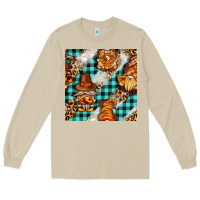 Thanksgiving Gnomies With Leopard And Tartan Seamless Pattern Bbs Long Sleeve Tee | Teevron
