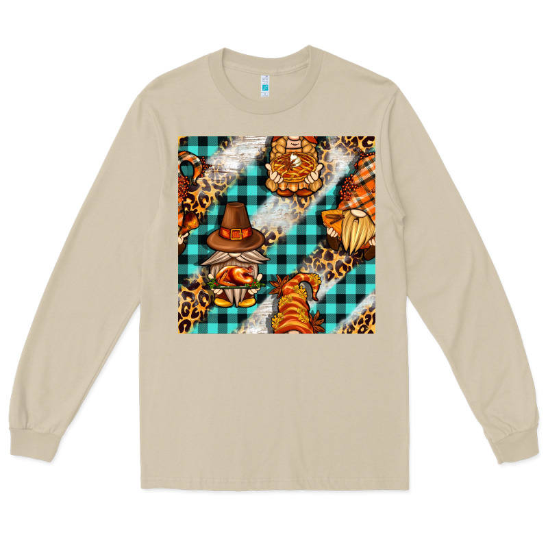 Thanksgiving Gnomies With Leopard And Tartan Seamless Pattern Bbs Long Sleeve Tee by BundleAndBundleShop | Teevron