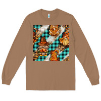 Toasted Coconut thanksgiving gnomies with leopard and tartan seamless pattern bbs Long Sleeve Tee - BundleAndBundleShop