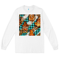 White thanksgiving gnomies with leopard and tartan seamless pattern bbs Long Sleeve Tee - BundleAndBundleShop