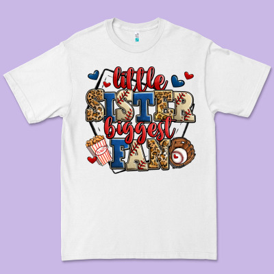 Little Sister Biggest Fan Baseball Premium Tee Designed By Jasminsmagicworld