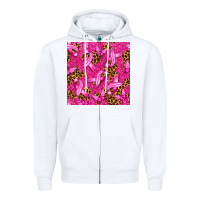 White breast cancer with ribbon and butterfly seamless p Zipper Hoodie - texasbilliewilder