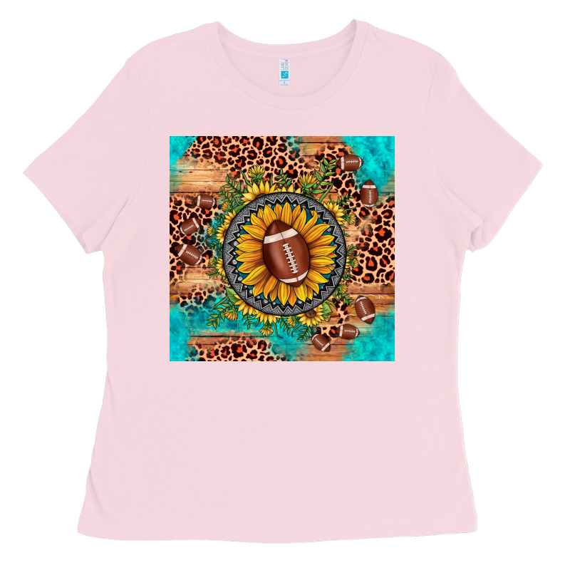 Football Leopard Turquoise Sunflower Seamless Pattern Ladies Tee by JahusDesignShop | Teevron
