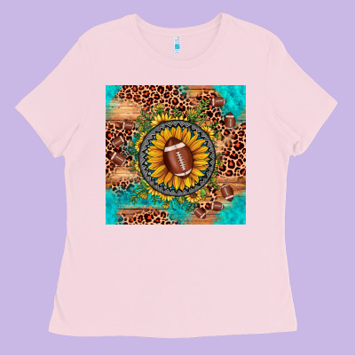 Football Leopard Turquoise Sunflower Seamless Pattern Ladies Tee Designed By Jahusdesignshop