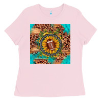 Bubblegum Pink football leopard turquoise sunflower seamless pattern Ladies Tee - JahusDesignShop