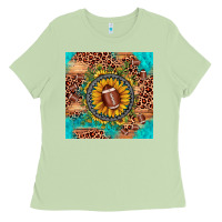 Matcha football leopard turquoise sunflower seamless pattern Ladies Tee - JahusDesignShop