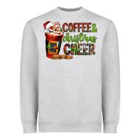 Heather Grey Coffee and Christmas cheer Heavyweight Sweatshirt - NancyCooperArtShop