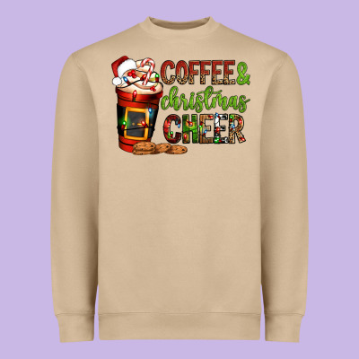 Coffee And Christmas Cheer Heavyweight Sweatshirt Designed By Nancycooperartshop