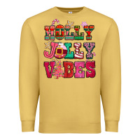 Antique Gold holly jolly vibes pink christmas Premium Sweatshirt - CowGirlArtShop