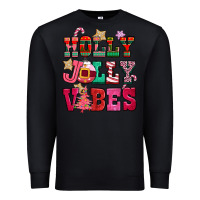 Black holly jolly vibes pink christmas Premium Sweatshirt - CowGirlArtShop