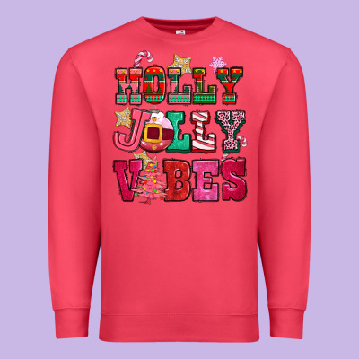 Holly Jolly Vibes Pink Christmas Premium Sweatshirt Designed By Cowgirlartshop