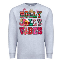 Heather Grey holly jolly vibes pink christmas Premium Sweatshirt - CowGirlArtShop