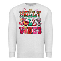 Oatmeal Heather holly jolly vibes pink christmas Premium Sweatshirt - CowGirlArtShop