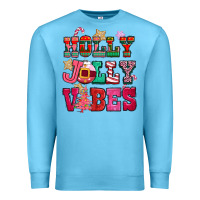 Ocean Blue holly jolly vibes pink christmas Premium Sweatshirt - CowGirlArtShop
