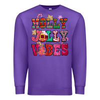 Purple holly jolly vibes pink christmas Premium Sweatshirt - CowGirlArtShop