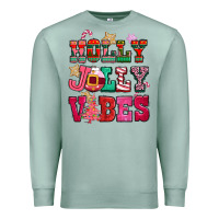 Seafoam holly jolly vibes pink christmas Premium Sweatshirt - CowGirlArtShop