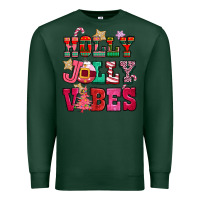 Sports Green holly jolly vibes pink christmas Premium Sweatshirt - CowGirlArtShop
