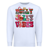 White holly jolly vibes pink christmas Premium Sweatshirt - CowGirlArtShop