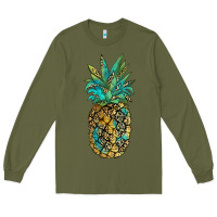 Army Green leopar turquoise pineapple Long Sleeve Tee - JahusDesignShop