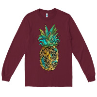 Burgundy leopar turquoise pineapple Long Sleeve Tee - JahusDesignShop
