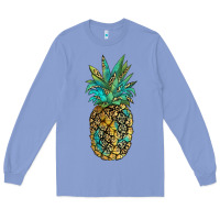 Colony Blue leopar turquoise pineapple Long Sleeve Tee - JahusDesignShop
