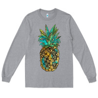 Heather Grey leopar turquoise pineapple Long Sleeve Tee - JahusDesignShop