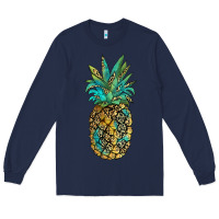 Navy leopar turquoise pineapple Long Sleeve Tee - JahusDesignShop