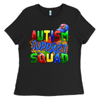 Black autısm support squad Ladies Tee - AdoDesignShop