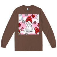 Chestnut cute snowman and snow flakes seamless pattern bbs Long Sleeve Tee - BundleAndBundleShop